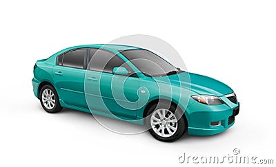 Cyan Car w/ Clipping Path Stock Photo