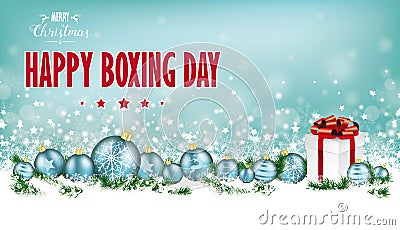 Cyan Christmas Header Snowflakes Baubles Gift Boxing Day Vector Illustration