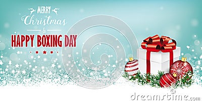 Cyan Christmas Header Snowflakes Gift Boxing Day Vector Illustration