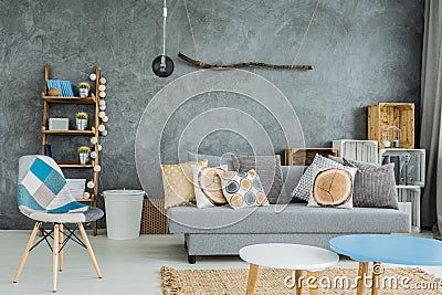 Cyan in cosy interior Stock Photo