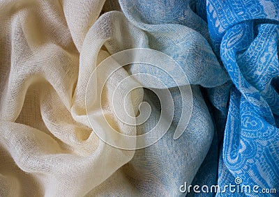 Cyan fabric texture background Stock Photo