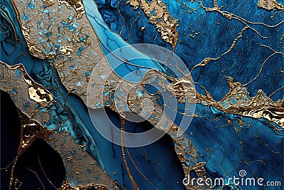 Cyan Fusion: AI Generated Abstract Texture Photography of Cyan and White Gold Intricate Pattern on Artificial Marble Cartoon Illustration