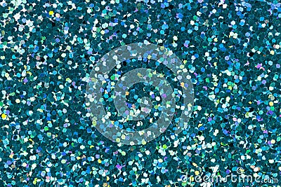 Cyan glitter for texture or background. Stock Photo