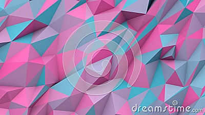 Cyan pink abstract triangles poly colors geometric shape background Stock Photo