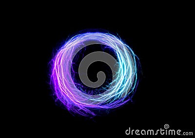 Cyan and purple ball lightning Stock Photo