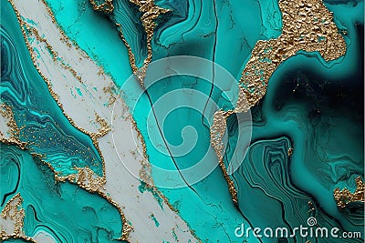 Cyan Serenity: AI Generated Abstract Texture Photography Featuring Cyan Intricate Pattern on Artificial Marble Cartoon Illustration