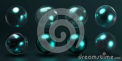Cyan spherical carbon textures with a sleek, glossy effect. Futuristic patterns for dynamic, modern Stock Photo