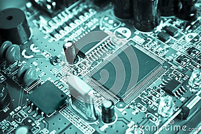 Cyan technological circuit Stock Photo