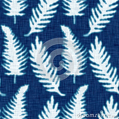 Cyanotypes blue white botanical fern texture. Faux photographic sun print effect for trendy out of focus fashion swatch Stock Photo