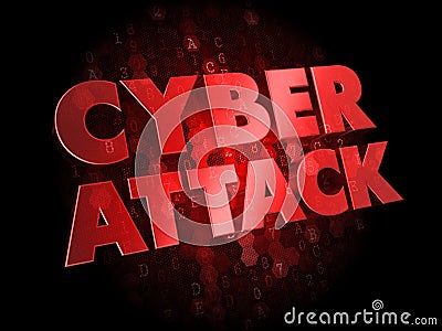 Cyber Attack on Dark Digital Background. Stock Photo