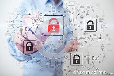 Cyber attack detection. Internet security, information and data safety concept. GDPR. Privacy. Stock Photo