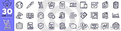 Cyber attack, File and Web tutorials line icons pack. For web app. Vector Vector Illustration