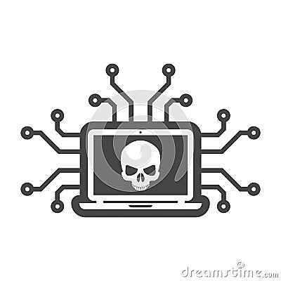 Cyber Attack icon, Hacker Icon, Cyber Crime or threats Stock Photo