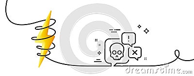 Cyber attack line icon. Ransomware threat sign. Continuous line with curl. Vector Vector Illustration