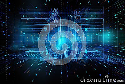 Cyber attacks abstract background with virtual hacks Stock Photo