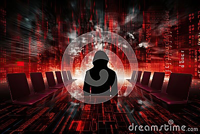 Cyber attacks abstract background with virtual hacks Stock Photo