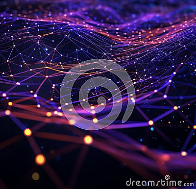 Abstract network connection lines background . Futuristic technology, cyber big data flow Stock Photo