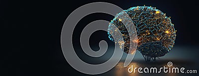 Cyber brain of Artificial Intelligence. Wires and circuit attached. Futuristic synthetic life. Generative AI Stock Photo