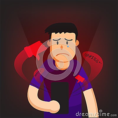 Cyber bullying man background graphic vector illustrations Vector Illustration