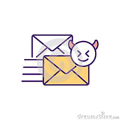 Cyber bullying via emails RGB color icon Vector Illustration