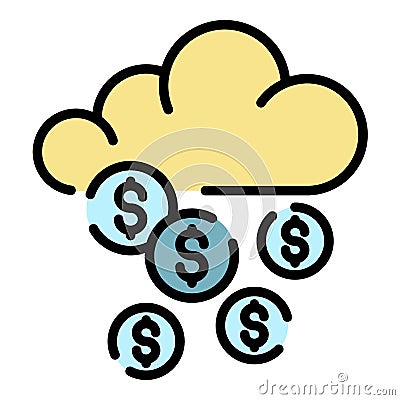 Cyber cloud robbery icon color outline vector Vector Illustration