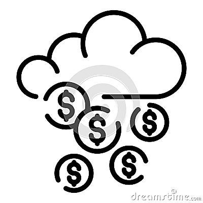 Cyber cloud robbery icon, outline style Vector Illustration