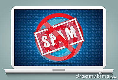 Cyber Crime & Spam Concept with e-mail message alert, Spam, Virus Vector Illustration