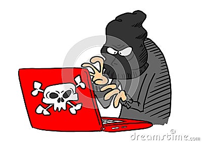 Cyber Criminal on computer Stock Photo