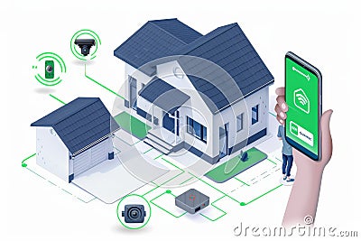 Cyber defense mechanisms in camera systems frame secure integration, supported by protective system resistance and overseen viewfi Cartoon Illustration