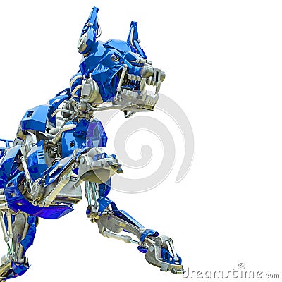 Cyber dog chasing Stock Photo