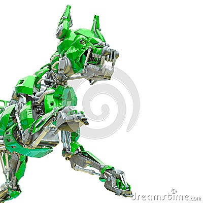 Cyber dog chasing Stock Photo