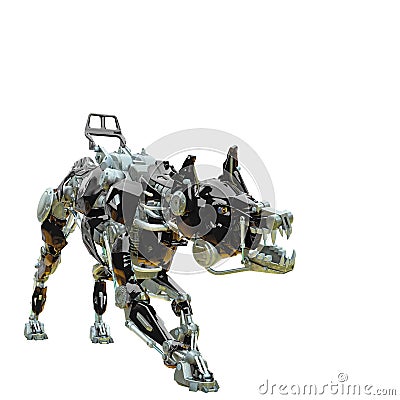 Cyber dog crouching Stock Photo