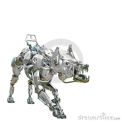 Cyber dog crouching Stock Photo