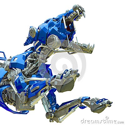 Cyber dog jumping close up Stock Photo