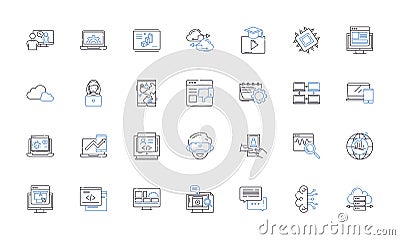 Cyber domain line icons collection. Cybersecurity, Hackers, Cryptography, Malware, Phishing, Encryption, Trojan vector Vector Illustration