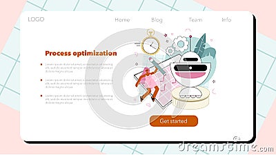 Cyber engineering web banner or landing page. Robotics' constructing Vector Illustration