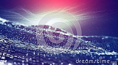 Cyber field. Blockchain, high-tech background and information clusters. Bigdata concept of digital cyberspace Stock Photo