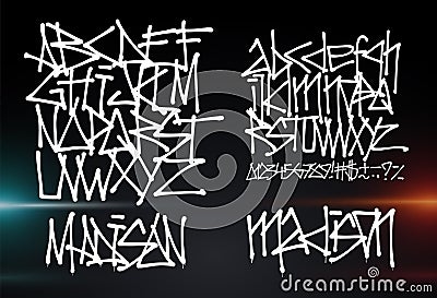 Cyber font. Letters and Numbers futuristic graffiti vector font Vector Illustration