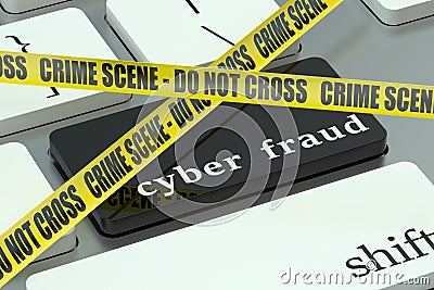 Cyber fraud concept, on the computer keyboard Stock Photo