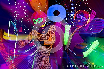 Glow uv neon disco party Stock Photo