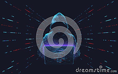 Cyber hacker attack concept. Abstract digital hacker man Vector Illustration