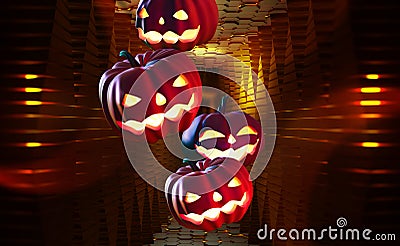 Cyber halloween. Pumpkin ghost 3D illustration Cartoon Illustration