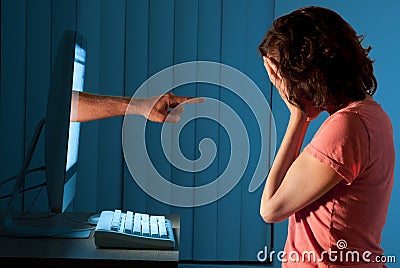 Cyber internet computer bullying Stock Photo