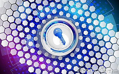 Cyber key for internet protection. Computer data defense. Global network security. Vector Illustration
