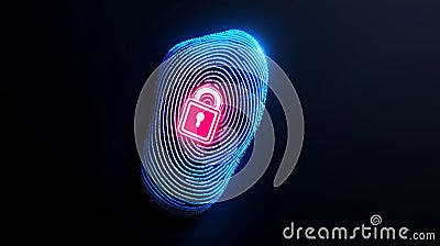 Cyber Lock on a Red and Blue Network Grid, Representing Secure Data and Cybersecurity in the Digital Era. Stock Photo