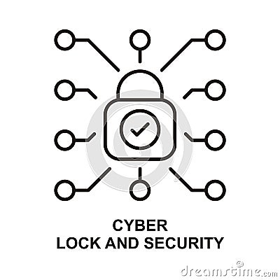 Cyber lock and security icon design. Stock Photo