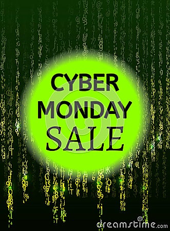 Cyber monday binary code design with text composition in vector. Vector Illustration