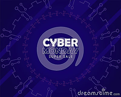 cyber monday circuit frame Vector Illustration