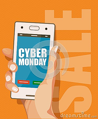 Cyber monday poster. Discount Vector Illustration