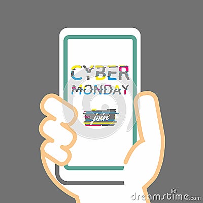 Cyber Monday Poster with Glitch Effect. Vector Illustration